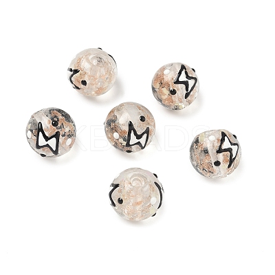 Luminous Handmade Enamel Gold Sand Glass Beads Strands LAMP-U004-08H-1