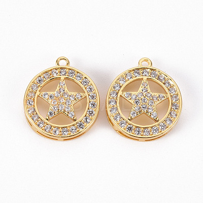 Brass Micro Pave Clear Cubic Zirconia Pendants ZIRC-S068-028-NF-1