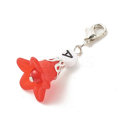 Frosted Flower Transparent Acrylic Pendant Decoration HJEW-JM00628-04-1