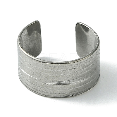 Non-Tarnish 304 Stainless Steel Grooved Open Cuff Ring RJEW-L110-044P-1