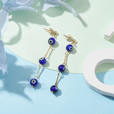 Evil Eye Lampwork Dangle Stud Earrings EJEW-JE05672-01-1