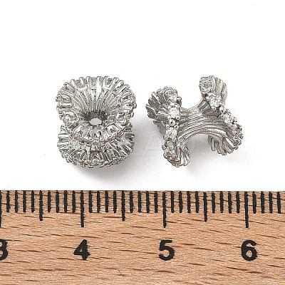 Brass Clear Cubic Zirconia Beads KK-D228-18P-1