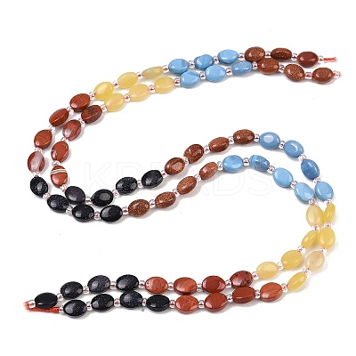 Natural Red Jasper & Lemon Jade & Synthetic Goldstone & Blue Goldstone & Blue Lace Agate Beads Strands G-Z135-A05-1