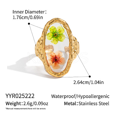 304 Stainless Steel with Enamel Flower Open Rings for Women VV0742-1-1