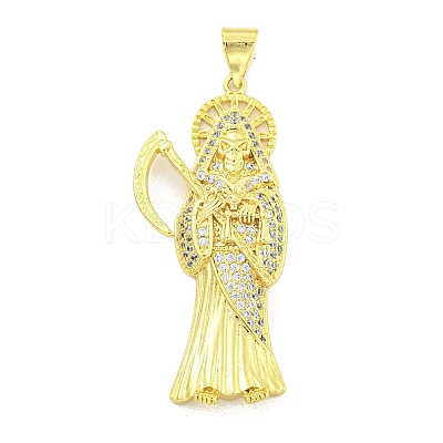 Rack Plating Brass Micro Pave Clear Cubic Zirconia Pendants KK-B091-30G-07-1