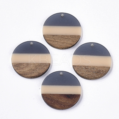 Two Tone Transparent Resin & Walnut Wood Pendants LS-X-RESI-S358-78-A01-1