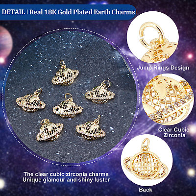 10Pcs Brass Micro Pave Clear Cubic Zirconia Charms KK-BBC0003-18-1
