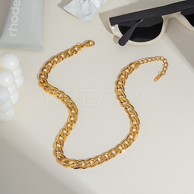 10MM 304 Stainless Steel Textured Cuban Link Chain Necklaces NJEW-C101-03G-1