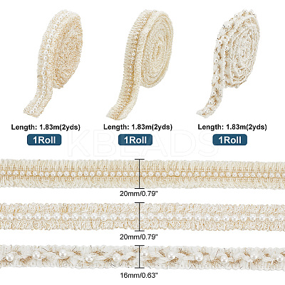 3Pcs 3 Styles Polyester Braided Lace Ribbons DIY-PH0021-26-1