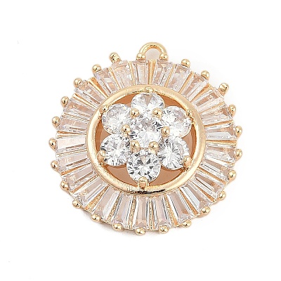 Brass Micro Pave Cubic Zirconia with Glass Pendants KK-Q026-15G-1