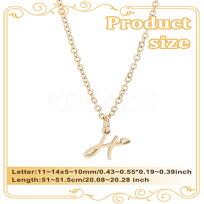 1pc 304 Stainless Steel Letter Pendant Necklaces NJEW-LP0001-39H-G-1