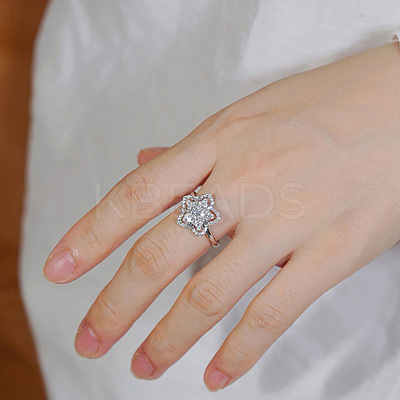 Brass Micro Pave Clear Cubic Zirconia Finger Rings for Women WGAE82A-01-1