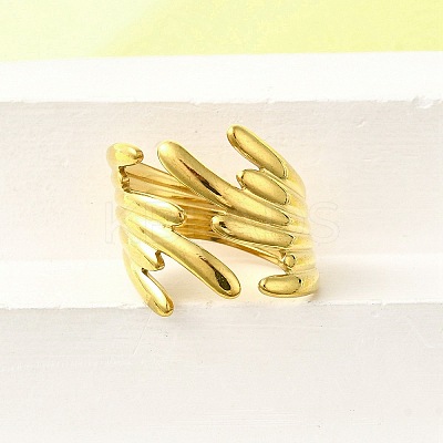 304 Stainless Steel Adjustable Cuff Rings for Women LS-RJEW-B123-01G-04-1