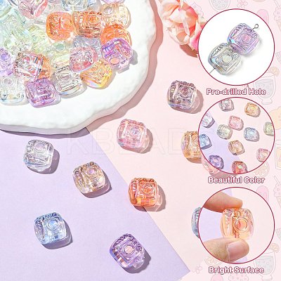 40Pcs 8 Colors UV Plating Transparent Acrylic Beads PACR-CJ0001-46-1