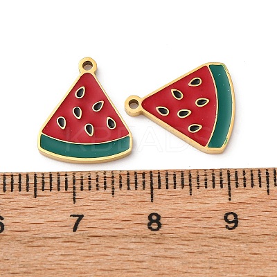 Fruit Seris 304 Stainless Steel Enamel Charms STAS-U060-03G-15-1