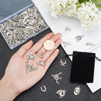 80Pcs 10 Style Tibetan Style Alloy Pendants TIBEP-PH0001-28-1