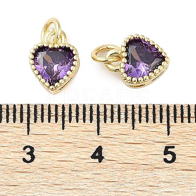 Real 18K Gold Plated Brass Inlaid Cubic Zirconia Charms ZIRC-L100-074G-03-1