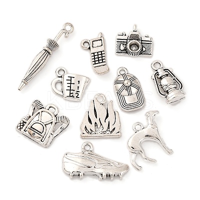 50Pcs 10 Styles Tibetan Style Alloy Pendants FIND-FP0001-29-1