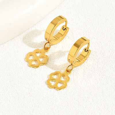 Fashionable Clover Brass Hoop Earrings HI5934-1