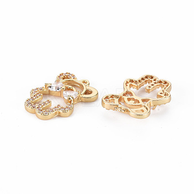 Rack Plating Brass Micro Pave Clear Cubic Zirconia Pendants KK-T060-09-RS-1