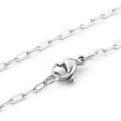 Non-Tarnish 304 Stainless Steel Paperclip Chain Necklace with Lobster Claw Clasps for Men Women NJEW-H205-03P-04-1