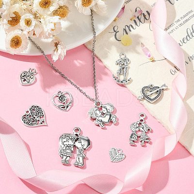 45Pcs 9 Styles Tibetan Style Alloy Pendants TIBEP-CJ0002-74-1