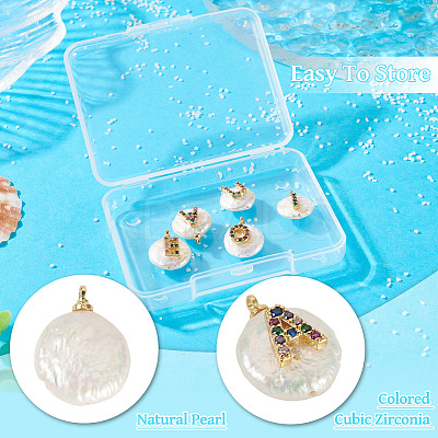 5Pcs 5 Styles Natural Cultured Freshwater Pearl Nuggets with Letter Pendants PEAR-TA0001-27-1
