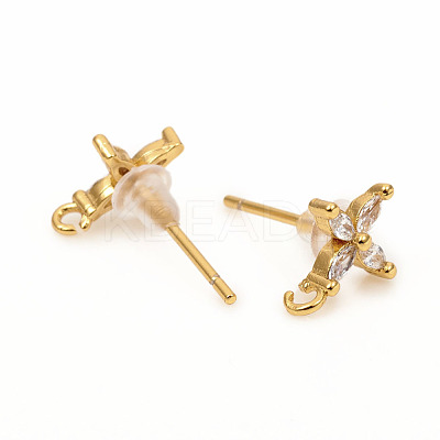 Brass Stud Earring Findings X-ZIRC-L096-14G-1