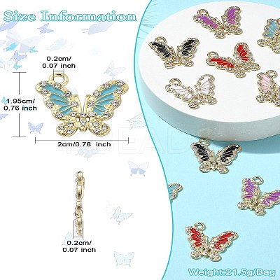 12Pcs 6 Colors Golden Alloy with Rhinestone Pendant FIND-CJ0001-79-1