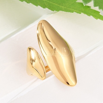 Horse Eye 304 Stainless Steel Open Cuff Rings LS-RJEW-R018-01G-04-1
