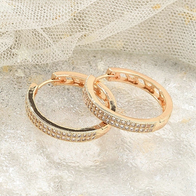 Rack Plating Brass Clear Cubic Zirconia Hoop Earrings EJEW-M090-01G-06-1