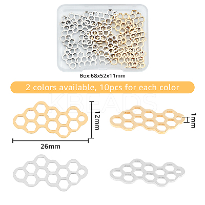 20Pcs 2 Colors 201 Stainless Steel Filigree Joiners STAS-DC0011-46-1