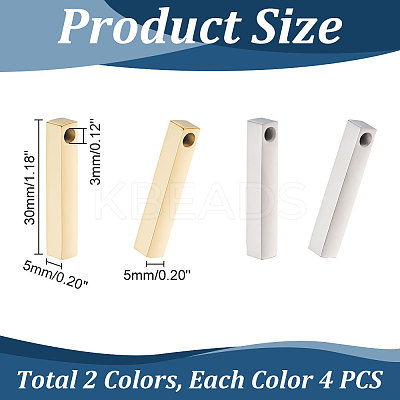 8Pcs 2 Colors 304 Stainless Steel Pendants FIND-UN0004-05-1