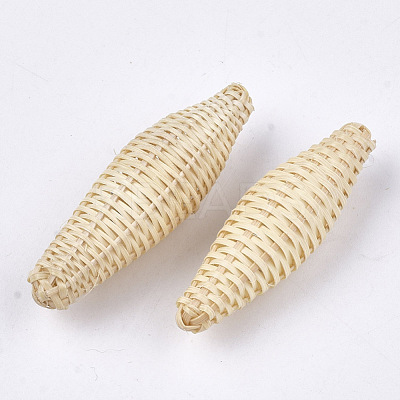 Handmade Reed Cane/Rattan Woven Beads WOVE-T006-080-1
