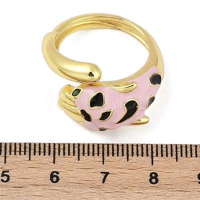 Brass Micro Pave Cubic Zirconia Enamel Cuff Rings for Women RJEW-L113-041G-1