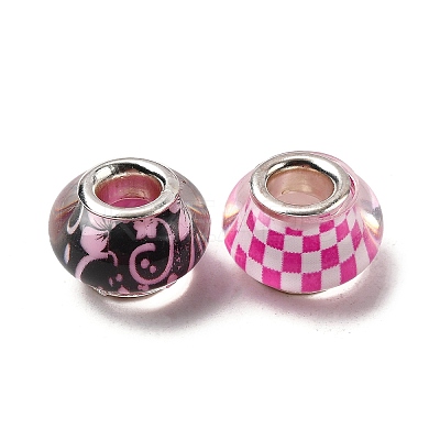 Printed Transparent Resin European Beads RESI-C063-03D-1