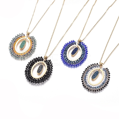 European Bohemian Style Pop Pendant Necklaces NJEW-I233-07G-1