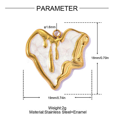 Valentine's Day 304 Stainless Steel Enamel Pendants STAS-OY016-66G-1