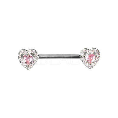 Brass Rose Rhinestone Heart Barbell Nipple Rings FS-WGE2017-01-1