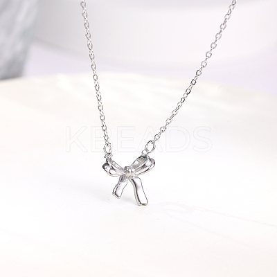Non-Tarnish 304 Stainless Steel Bowknot Pendant Necklaces for Women ZL7242-2-1