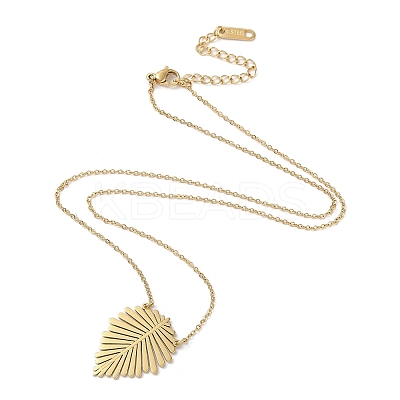 304 Stainless Steel Tropical Leaf Pendant Necklace for Women NJEW-Q318-01G-1