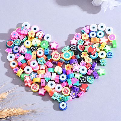 200Pcs 4 Styles Handmade Polymer Clay Beads CLAY-SZ0001-54-1