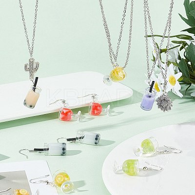 Cup Bottle Pendant Earring Necklace DIY Making Kits DIY-SC0017-84-1
