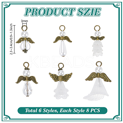 48Pcs 6 Styles Acrylic & Alloy Pendants PALLOY-PH01800-02-1