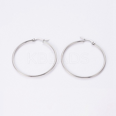 304 Stainless Steel Hoop Earrings EJEW-WH0002-03B-P-1