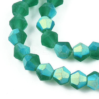 Imitate Austrian Crystal Bicone Frosted Glass Beads Strands GLAA-F029-TM4mm-A10-1