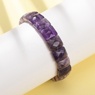 Natural Amethyst Beaded Stretch Bracelets for Unisex G-K303-02D-1