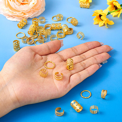 120Pcs 4 Styles Iron Dreadlocks Beads Hair Decoration FIND-TA0005-09G-1
