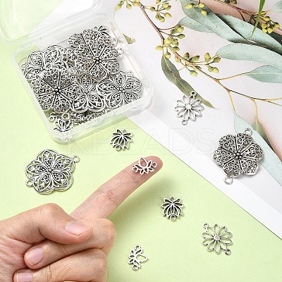 25Pcs 5 Styles Tibetan Style Alloy Connector Charms TIBE-YW0001-60-1