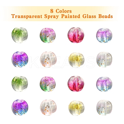 8 Colors Transparent Spray Painted Glass Beads GLAA-YW0001-46-1
